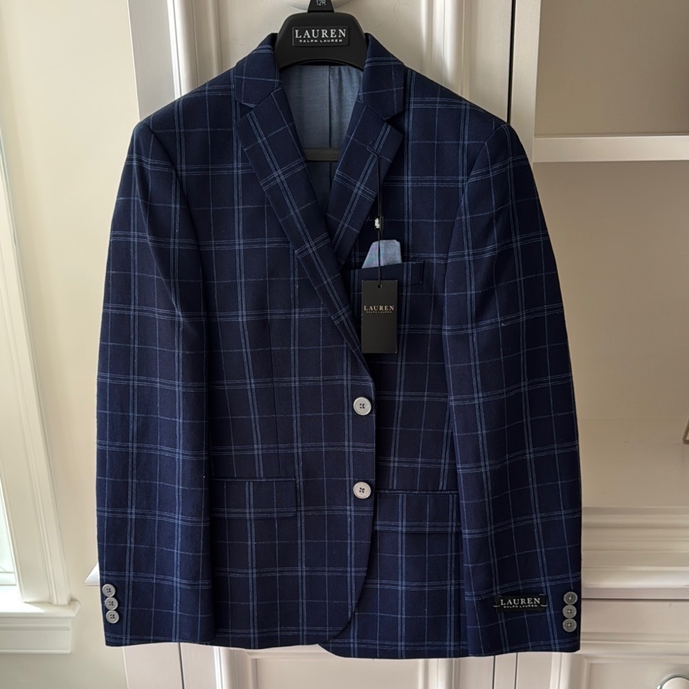 Boys Lauren Ralph Lauren Blue Windowpane Blazer